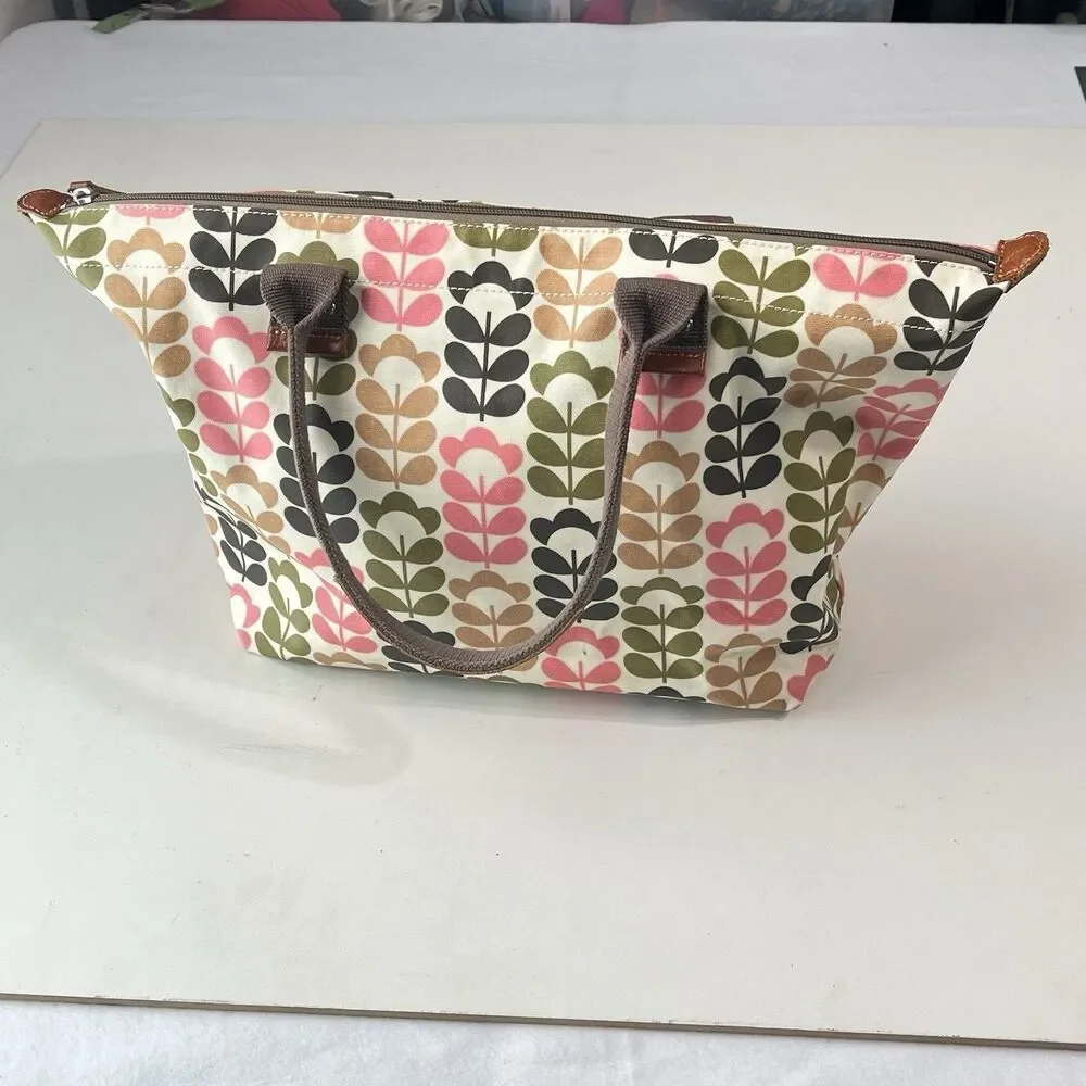 ORLA KIELY ETC floral stem print laminate canvas large tote handbag